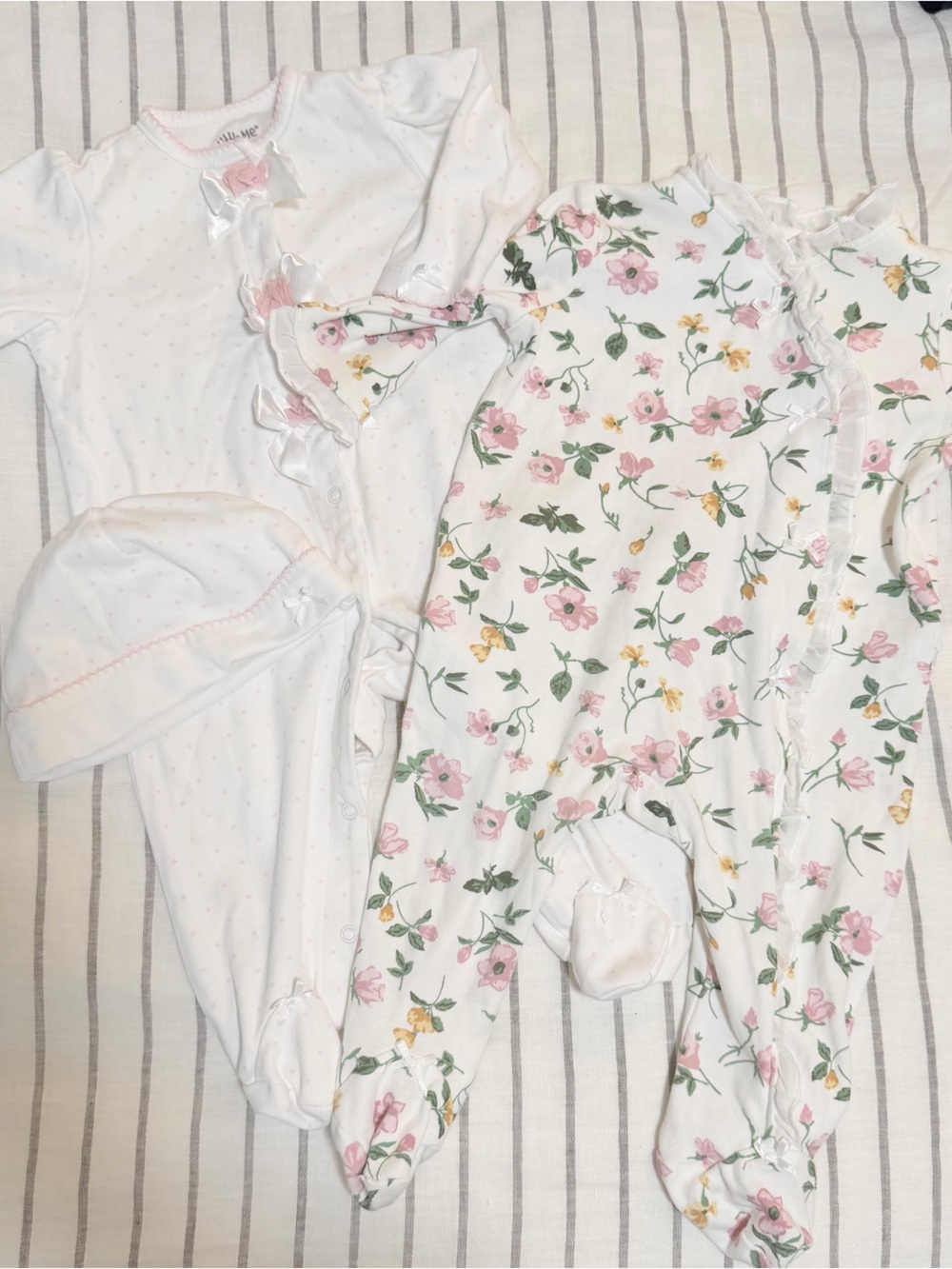 Little Me White Pajama Set with Pink Floral Print